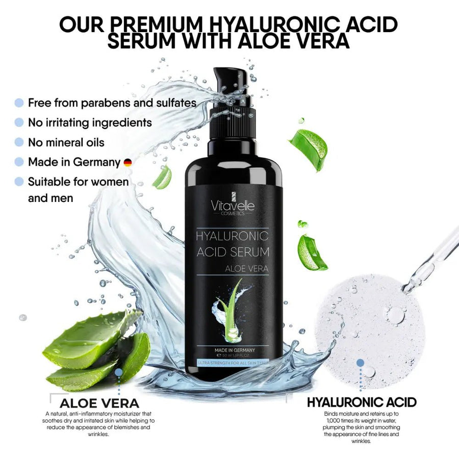 Hyaluronic Acid Serum with Aloe Vera - Vitavelle Cosmetics USA