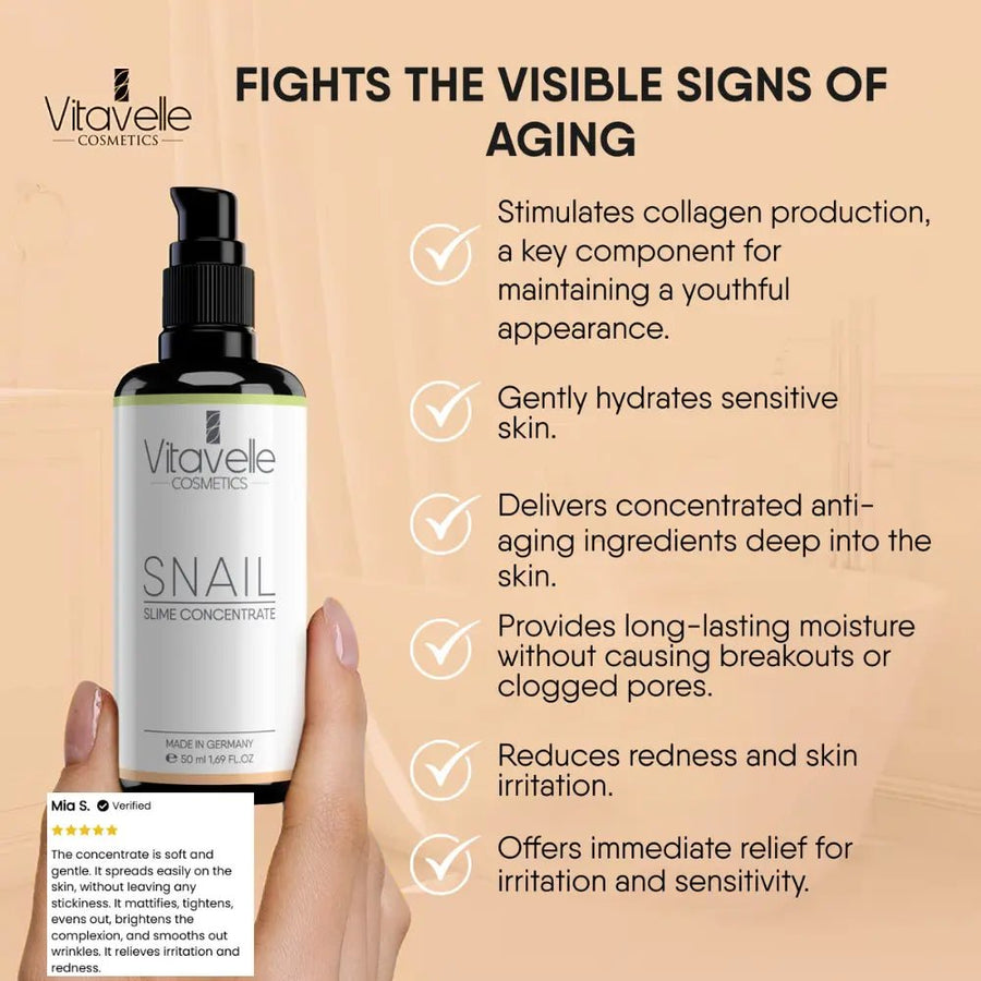 Snail Mucin Concentrate - Vitavelle Cosmetics USA